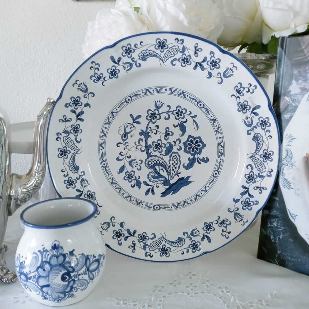Blue Garden Plate Shabby Cottage Decor